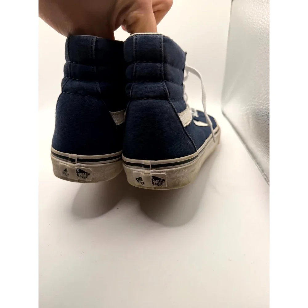 VANS Sk8-Hi Mens 7.5 Sneaker Navy Blue Canvas‎ High Top Lace Up Skateboard Shoes